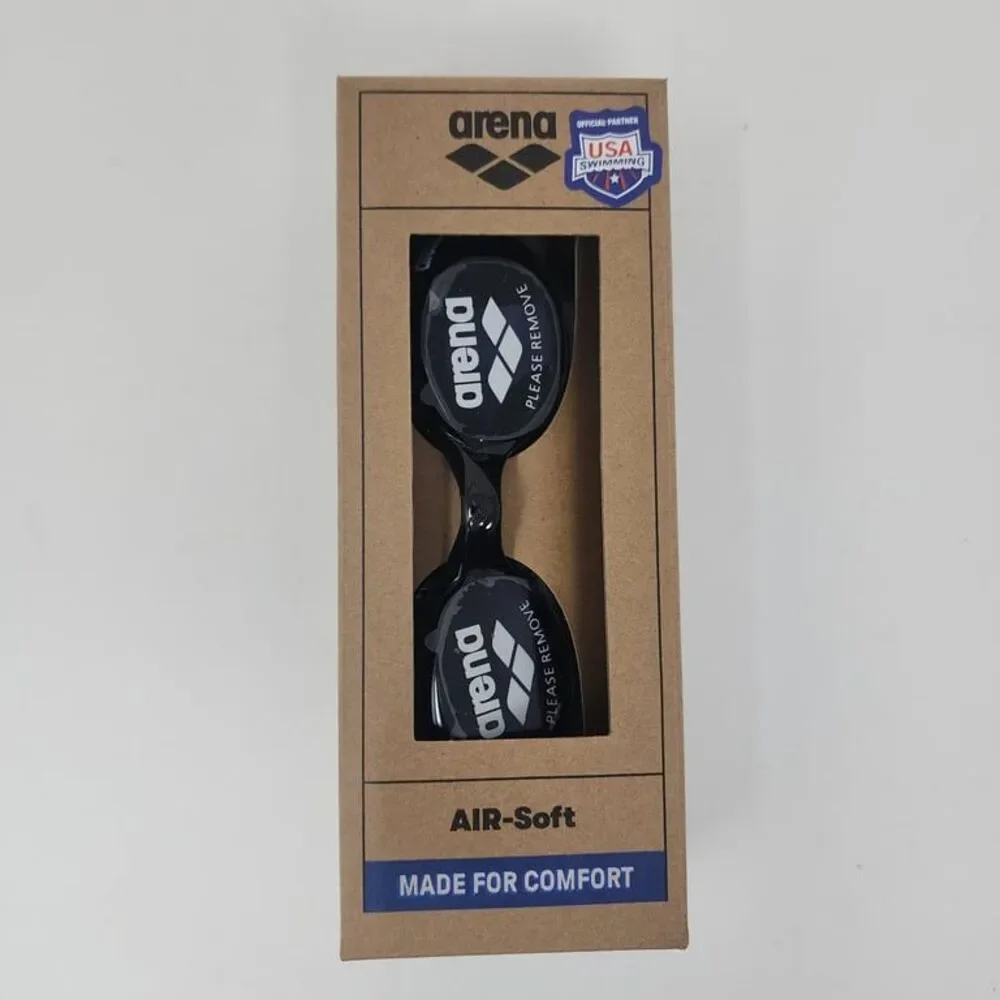 Arena Air Soft Swimming Goggle Smoked Black Anti Fog Uv Protection Comfort